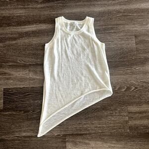 White + Warren Asymmetrical Knit Tank XS White